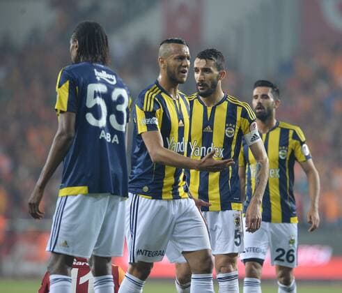 Ziraat Turkish Cup Final match between Fenerbahce and Galatasaray at Antalya Arena in Antalya , Turkey on May 26 , 2016. Pictured: Josef de Souza and Mehmet Topal of Fenerbahce. 