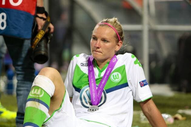 Fußball, UEFA Women s Champions League Finale, VfL Wolfsburg - Olympique Lyon; Alexandra Popp (Alex Popp, Wolfsburg, 11) enttäuscht, frustriert, niedergeschlagen Enttäuschung, Frust, disappointed Porträt, Portrait, Einzelbild. xtgx