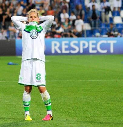 FuÃŸball, Damen, Champions League Finale, VfL Wolfsburg - Olympique Lyon 26.05.2016. Stadio Citta del Tricolore, Reggio, Italy. UEFA Womens Champions League Final. Wolfsburg versus Lyon. Babett Peter shows her disappointment xActivafotox  ActionPlus11742026