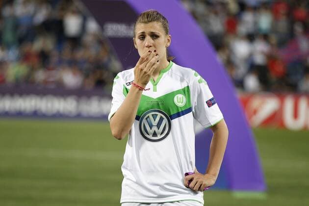 26.05.2016. Stadio Citta del Tricolore, Reggio, Italy. UEFA Womens Champions League Final. Wolfsburg versus Lyon. Wolfsburg player dejected after losing the final to Lyon on penalties xEmanuelexPennacchiox  ActionPlus11742045