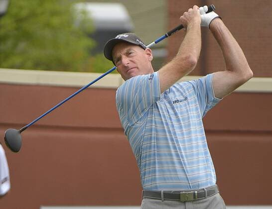 Golf, ProAm Turnier in Fort Worth May 26, 2016 - Fort Worth, TX, USA - Jim Furyk on the 1st tee during the first round of the Dean & DeLuca Invitational at Colonial Country Club in Fort Worth, Texas, on Thursday, May 26, 2016. Dean & DeLuca Invitational - ZUMAm67_