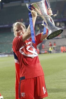 Olympique Lyonnais Ada Hegerberg celebrates the victory in the UEFA Women s Champions League 2015 2016 Final match.May 26,2016.  (20160526278)