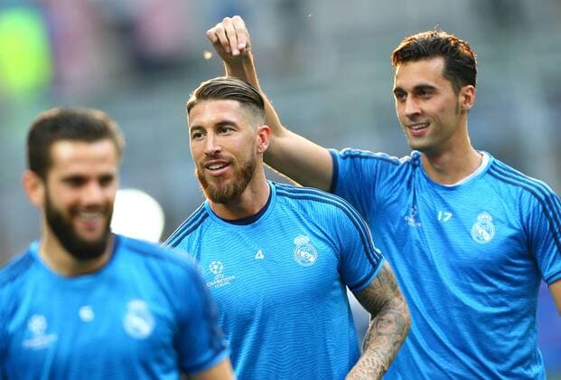 SOCCER - CL final, Madrid vs Atletico MILANO,ITALY,27.MAY.16 - SOCCER - UEFA Champions League, final, Real Madrid CF vs Atletico Madrid, preview, training Real Madrid. Image shows Sergio Ramos and Alvaro Arbeloa (Madrid). GEPAxpictures xCh.xKelemen