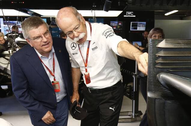 Motorsports: FIA Formula One World Championship WM Weltmeisterschaft 2016, Grand Prix of Monaco, Thomas Bach (GER, IOC President), Dr. Dieter Zetsche (Chairman of the Board of Management of Daimler AG, Head of Mercedes-Benz Cars), xHOCHxZWEIx
