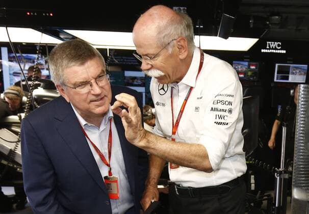 Motorsports: FIA Formula One World Championship WM Weltmeisterschaft 2016, Grand Prix of Monaco, Thomas Bach (GER, IOC President), Dr. Dieter Zetsche (Chairman of the Board of Management of Daimler AG, Head of Mercedes-Benz Cars), xHOCHxZWEIx