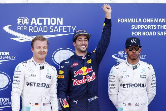 Motorsports: FIA Formula One World Championship WM Weltmeisterschaft 2016, Grand Prix of Monaco, 6 Nico Rosberg (GER, Mercedes AMG Petronas Formula One Team), 3 Daniel Ricciardo (AUS, Red Bull Racing), 44 Lewis Hamilton (GBR, Mercedes AMG Petronas Formula One Team), xHOCHxZWEIx