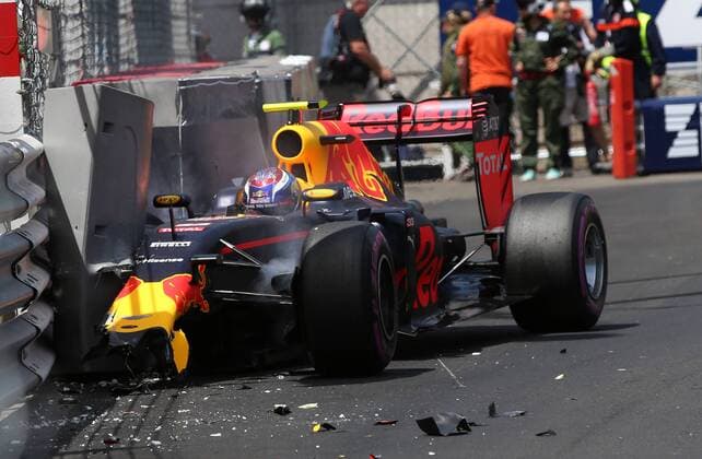 Crash, Max Verstappen, Red Bull Racing, formula 1 GP, Monaco 28.05.2016 Photo:mspb Jerry Andre Crash, Max Verstappen, formula 1 GP, Monaco