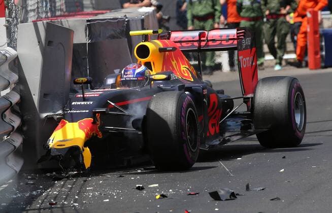 Crash, Max Verstappen, Red Bull Racing, formula 1 GP, Monaco 28.05.2016 Photo:mspb Jerry Andre Crash, Max Verstappen, formula 1 GP, Monaco