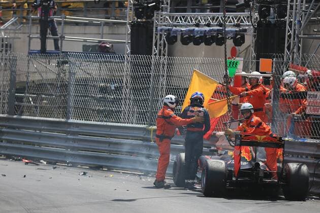 28.05.2016. Monte Carlo, Monaco. F1 Grand Prix of Monaco, qualification sessions on Saturday. Red Bull Racing RB12 & x2013; Max Verstappen crashes into the wall during Q1 xLeannexBoonx  ActionPlus11742616