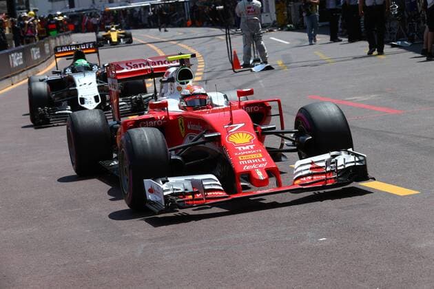 Monaco Grand Prix, Monte Carlo 25 - 29 May 2016 28.05.2016 - Qualifying, Kimi Raikkonen (FIN) Scuderia Ferrari SF16-H and Nico Hulkenberg (GER) Sahara Force India F1 VJM09 