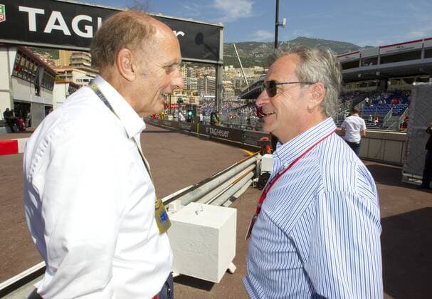 Monaco, Monte Carlo - May 28, 2016: FIA Formula One World Championship WM Weltmeisterschaft with Hans Joachim Stuck and Rallye Pilot Carlos Sainz Monaco F1 Grand Prix