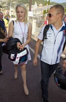 Monaco, Monte Carlo - May 28, 2016: FIA Formula One World Championship WM Weltmeisterschaft with Valtteri Bottas (Williams F1 Racing) and girlfriend Emilia Pikkarainen Monaco F1 Grand Prix