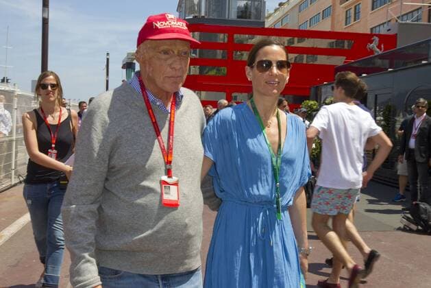 Monaco, Monte Carlo - May 28, 2016: FIA Formula One World Championship WM Weltmeisterschaft with Niki Lauda and Birgit Wetzinger Monaco F1 Grand Prix