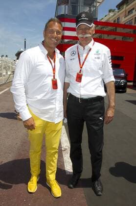 Monaco, Monte Carlo - May 28, 2016: FIA Formula One World Championship WM Weltmeisterschaft with RTL TV Host Kai Ebel and Merceds CEO Dr. Dieter Zetsche Monaco F1 Grand Prix