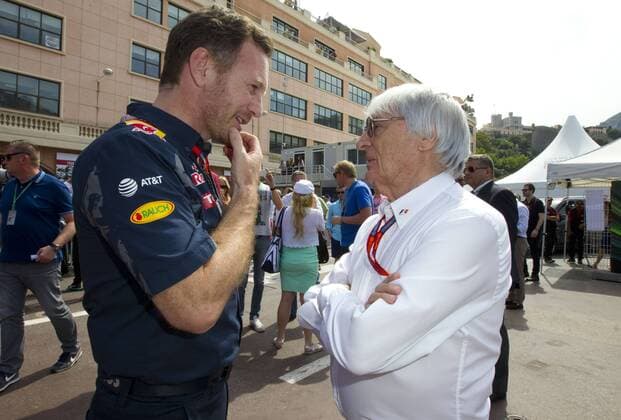 Monaco, Monte Carlo - May 28, 2016: FIA Formula One World Championship WM Weltmeisterschaft with F1 Boss Bernie Ecclestone and Christian Horner (Red Bull Racing) Monaco F1 Grand Prix
