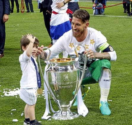 Champions League final between Real Madrid and Atletico. In this picture, Sergio Ramos celebrates the title. xRAFAxCASALx 