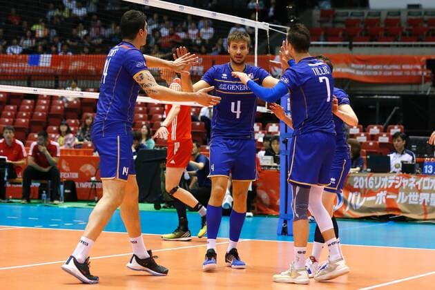 France team group Mannschaftsbild Totale (FRA), MAY 28, 2016 - Volleyball : Men s Volleyball World Final Qualification for the Rio de Janeiro Olympics 2016 match between France 3-1 China at Tokyo Metropolitan Gymnasium, Tokyo, Japan. NOxTHIRDxPARTYxSALES.  (ipha023378)