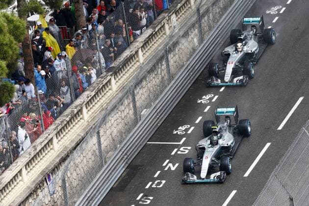 Formel 1, Lewis Hamilton gewinnt GP von Monaco Motorsports: FIA Formula One World Championship WM Weltmeisterschaft 2016, Grand Prix of Monaco, 6 Nico Rosberg (GER, Mercedes AMG Petronas Formula One Team), 44 Lewis Hamilton (GBR, Mercedes AMG Petronas Formula One Team), xHOCHxZWEIx