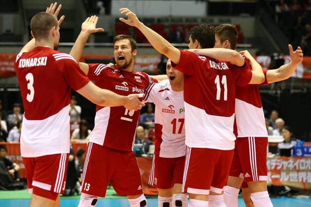 Poland team group Mannschaftsbild Totale (POL), MAY 29, 2016 - Volleyball : Men s Volleyball World Final Qualification for the Rio de Janeiro Olympics 2016 match between France 2-3 Poland at Tokyo Metropolitan Gymnasium, Tokyo, Japan. NOxTHIRDxPARTYxSALES.  (hnna029587)