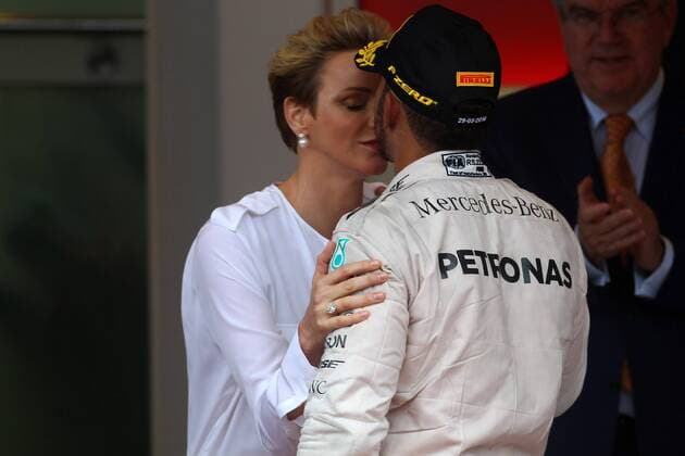 Formel 1, Lewis Hamilton gewinnt GP von Monaco Monaco Grand Prix, Monte Carlo 25 - 29 May 2016 29.05.2016 - Race, CharlÃ¨ne Wittstock and Lewis Hamilton (GBR) Mercedes AMG F1 W07 Hybrid race winner 