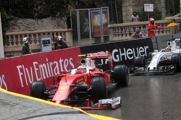 Formel 1, GP von Monaco, Unfall Kimi Räikkönen Monaco Grand Prix, Monte Carlo 25 - 29 May 2016 29.05.2016 - Race, Crash, Kimi Raikkonen (FIN) Scuderia Ferrari SF16-H 