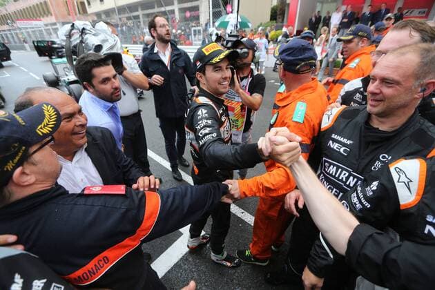 Formel 1, Lewis Hamilton gewinnt GP von Monaco Monaco Grand Prix, Monte Carlo 25 - 29 May 2016 29.05.2016 - Race, 3rd position Sergio Perez (MEX) Sahara Force India F1 VJM09 