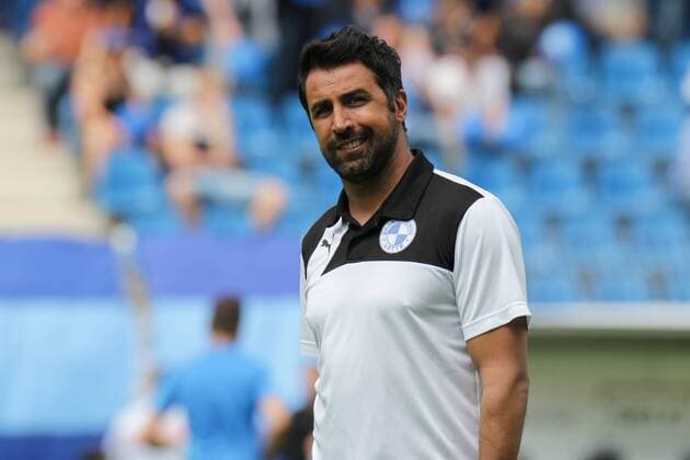 Ismail Atalan (Trainer, SF Lotte), Freude, freundlich, fröhlich, strahlend, optimistisch, Fussball, Relegation zur 3. Liga, SV Waldhof Mannheim - Sportfreunde Lotte, xozx
