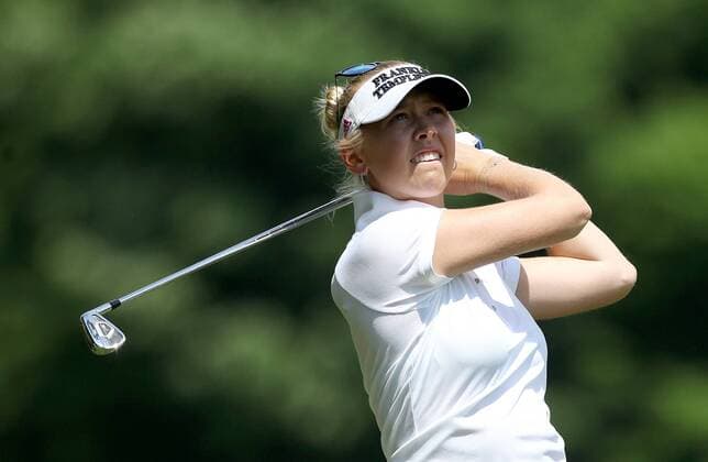 May 29, 2016 - Ann Arbor, Michigan, United States - Jessica Korda of Bradenton, FL follows her shot on the fifth hole during the final round of the inaugural LPGA Golf Damen Volvik Championship at Travis Pointe Country Club in Ann Arbor, MI, USA Sunday, May 29, 2016. LPGA Volvik Championship - Final Round  - ZUMAn230