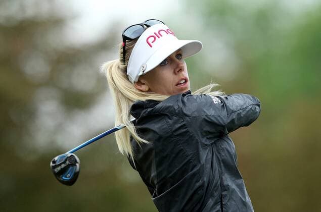 May 29, 2016 - Ann Arbor, Michigan, United States - Pernilla Lindberg of Bollnas, Sweden tees off on the second tee during the final round of the inaugural LPGA Golf Damen Volvik Championship at Travis Pointe Country Club in Ann Arbor, MI, USA Sunday, May 29, 2016. LPGA Volvik Championship - Final Round  - ZUMAn230