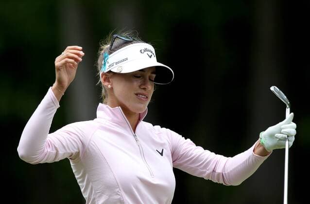 May 29, 2016 - Ann Arbor, Michigan, United States - Belen Mozo of Spain reacts after her fairway shot on the fourth hole during the final round of the inaugural LPGA Golf Damen Volvik Championship at Travis Pointe Country Club in Ann Arbor, MI, USA Sunday, May 29, 2016. LPGA Volvik Championship - Final Round  - ZUMAn230