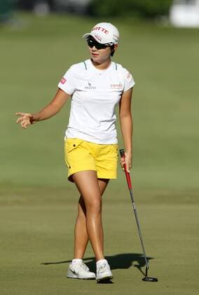May 29, 2016 - Ann Arbor, Michigan, United States - Hyo Joo Kim of Wonju, South Korea acknowledges the crowd after her birdie on the 17th green during the final round of the inaugural LPGA Golf Damen Volvik Championship at Travis Pointe Country Club in Ann Arbor, MI, USA Sunday, May 29, 2016. LPGA Volvik Championship - Final Round  - ZUMAn230