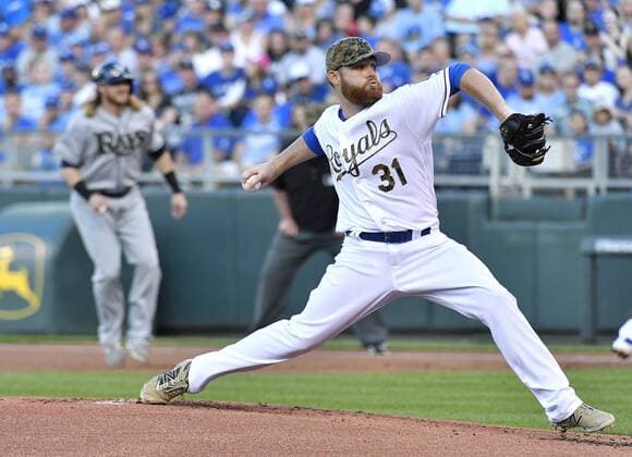 May 30, 2016 - Kansas City, MO, USA - Kansas City Royals starting pitcher Ian Kennedy throws during the first inning on Monday, May 30, 2016, at Kauffman Stadium in Kansas City, Mo. Tampa Bay Rays at Kansas City Royals - ZUMAm67_