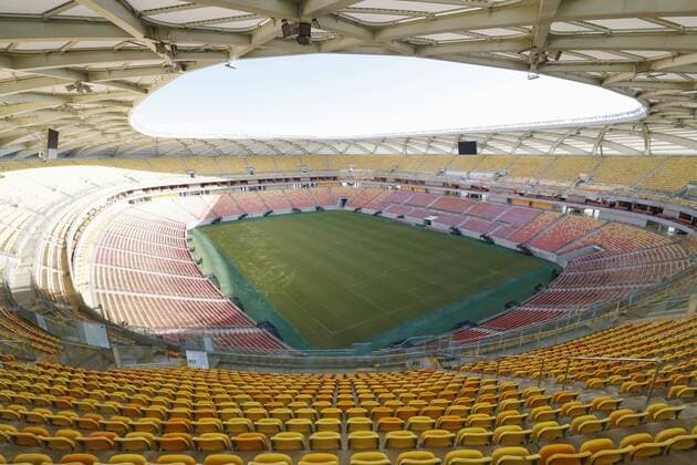 Bilder des Tages SPORT Amazonia Arena in Manaus, Brazil Photo taken May 5, 2016, shows the Amazonia Arena, where group stage matches of the Rio 2016 Olympic soccer tournaments will be held in August, in Manaus in northern Brazil. 