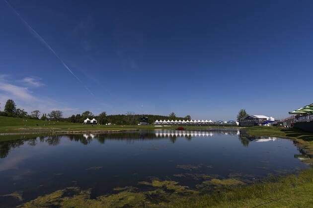 Golf, Nordea Masters, Tag 1 160602 Vy över 17:e och 18:e hal av Bro Hof under dag ett av golftävlingen Nordea Masters den 2 juni 2016 i Stockholm.  Copyright: ANDREASxLxERIKSSON BB160602AE028