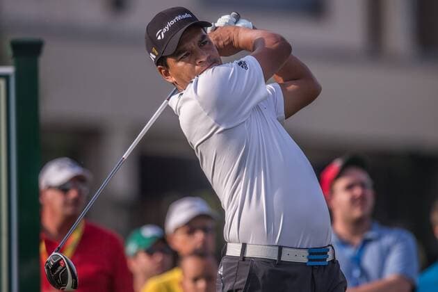 Golf, The Memorial Tournament in Dublin, Ohio June 2, 2016 - Dublin, Ohio, U.S - Fabian Gomez tees off on the 10th in the first round of The Memorial Tournament at Muirfield Village Golf Club, Dublin, Ohio. PGA Golf Herren 2016 - The Memorial Tournament - First Round - ZUMAs304