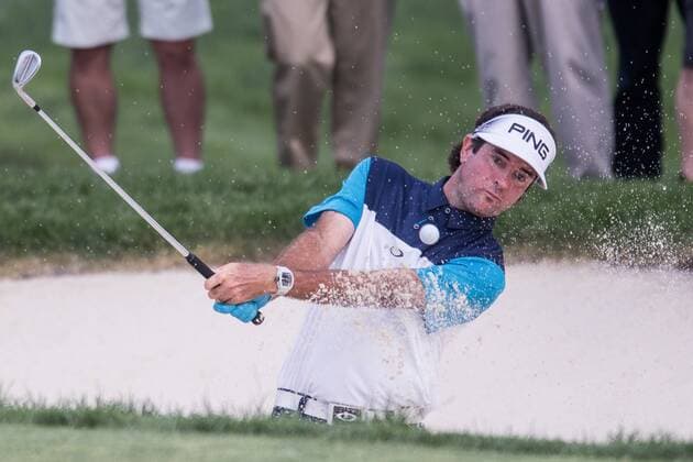 June 2, 2016 - Dublin, Ohio, U.S - BUBBA WATSON hits out of the sand trap on the 17th hole in the first round of The Memorial Tournament at Muirfield Village Golf Club. Golf 2016 - The Memorial Tournament - Round 1 - ZUMAs304