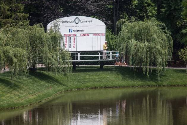 June 2, 2016 - Dublin, Ohio, U.S - The tenth hole leaderboard during the first round of The Memorial Tournament at Muirfield Village Golf Club, Dublin, Ohio. PGA Golf Herren 2016 - The Memorial Tournament - First Round - ZUMAs304