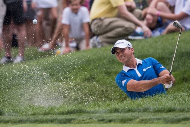 June 2, 2016 - Dublin, Ohio, U.S - Jason Day hits from the bunker on the eighth hole during the first round of The Memorial Tournament at Muirfield Village Golf Club, Dublin, Ohio. PGA Golf Herren 2016 - The Memorial Tournament - First Round - ZUMAs304