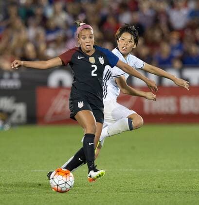 June 2, 2016 - Commerce City, Colorado, U.S - USA Womens MF MALLORY PUGH, left, watches a pass go by makes a pass go by her during a friendly match against Japan before the Olympics at Dicks Sporting Goods Park Thursday Evening. USA Women tie Japan 3-3. USA Soccer 2016 - USA Womens national team Nationalteam tie Japan 3-3. - ZUMAav4_