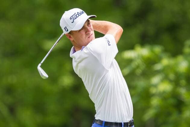 June 2, 2016: Justin Thomas watches his tee shot on the nineth hole during the first round of the Memorial Tournament presented by Nationwide Insurance held at Muirfield Village Golf Club in Dublin, Ohio. (Photo by Scott W. Grau Icon Sportswire) GOLF: JUN 02 PGA Golf Herren - the Memorial Tournament presented by Nationwide - First Round Icon160602113 EDITORIAL USE ONLY