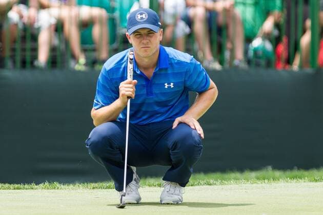 June 2, 2016: Jordan Spieth lines up his put on the eighth green during the first round of the Memorial Tournament presented by Nationwide Insurance held at Muirfield Village Golf Club in Dublin, Ohio. (Photo by Scott W. Grau Icon Sportswire) GOLF: JUN 02 PGA Golf Herren - the Memorial Tournament presented by Nationwide - First Round Icon160602073 EDITORIAL USE ONLY
