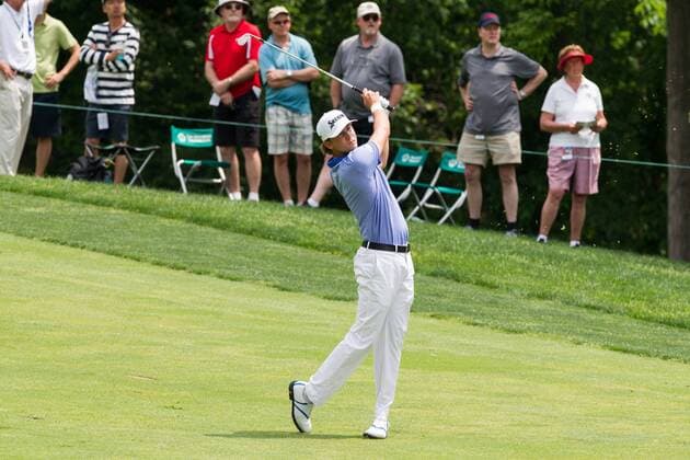 June 2, 2016: Smylie Kaufman watches his approach shot to the nineth green during the first round of the Memorial Tournament presented by Nationwide Insurance held at Muirfield Village Golf Club in Dublin, Ohio. (Photo by Scott W. Grau Icon Sportswire) GOLF: JUN 02 PGA Golf Herren - the Memorial Tournament presented by Nationwide - First Round Icon160602026 EDITORIAL USE ONLY