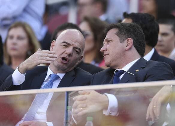 Fifa s President, Gianni Infantino (L), attends the inauguration match between Colombia and USA, of the Copa America Centenario 2016 at Levi s Stadium in Santa Clara, USA, 03 June 2016. EFE David Fernandez COLOMBIA VS. EE.UU. !ACHTUNG: NUR REDAKTIONELLE NUTZUNG!  COL53 20160604-636006130216697035
