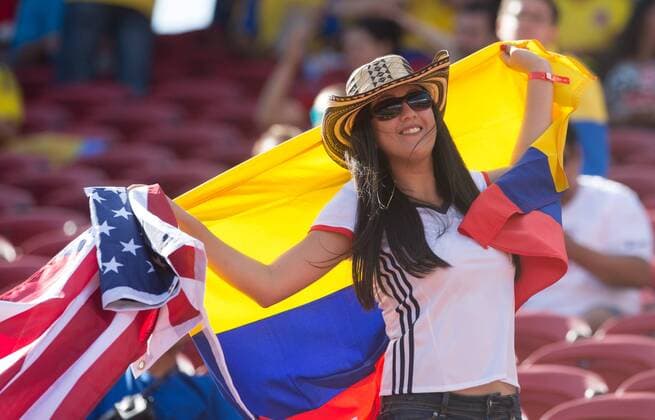(160604) -- SANTA CLARA, June 3, 2016 -- A fan reacts ahead of the opening Copa America soccer match between Colombia and the United States at the Levi s Stadium in Santa Clara, California, the United States, June 3, 2016. ) (SP)US-SANTA CLARA-COPA AMERICA-COLOMBIA VS US YangxLei 