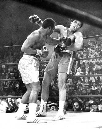 Nov. 5, 2011 - New York, NY, USA - In this 1971 file photo, Joe Frazier dazed Muhammad Ali during their heavyweight championship in New York City. Frazier, the former heavyweight champion, has died. He was 67. Ali : The Greatest Of All Time 1942 - 2016 - ZUMAm67_