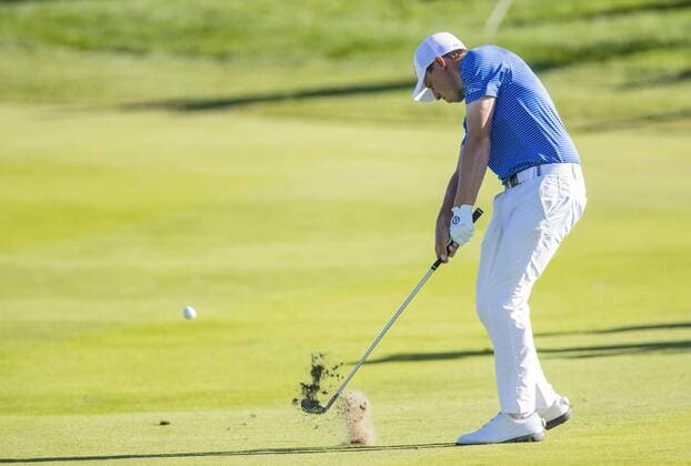 160604 Matthew Fritzpatrick, England pa 18:e under dag tre av golftävlingen Nordea Masters den 4 Juni 2016 i Stockholm.  Copyright: ANDREASxSANDSTRÖM BB160604BB154