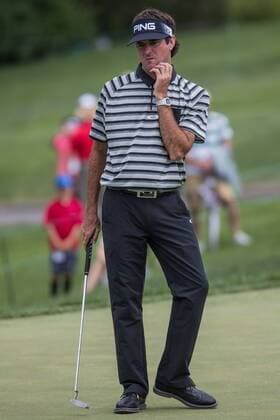 June 4, 2016 - Dublin, Ohio, U.S - Bubba Watson watches his putt on the 18th hole during the third round of The Memorial Tournament at Muirfield Village Golf Club, Dublin, Ohio. Golf 2016 - The Memorial Tournament - Third Round - ZUMAs304