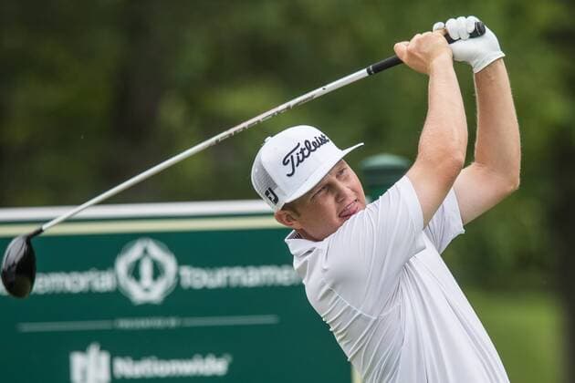 June 4, 2016 - Dublin, Ohio, U.S - Zac Blair hits his tee shot on the ninth hole during the third round of The Memorial Tournament at Muirfield Village Golf Club, Dublin, Ohio. Golf 2016 - The Memorial Tournament - Third Round - ZUMAs304
