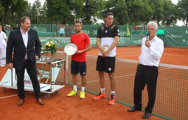 05.06.2016 - Tennis - ATP Tennis Herren Challenger Tour - Franken Challenge - Tournament Turnier - Männer Herren Finale - JüRa - Stefan Konrad (1. Vorsitzender TV Fürth 1860 Tennis ), Radu Albot (MDA), Jan-Lennard Struff (Deutschland), Andre Zietsman (2. Vorstand TV Fürth 1860 Tennis )