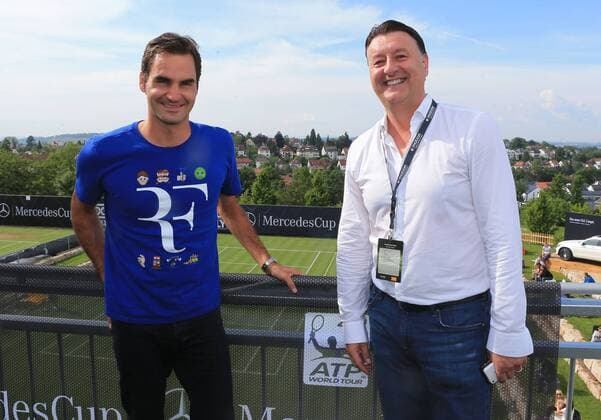 05.06.2016, Mercedes Cup Stuttgart, ATP Tennis Herren Tour, Tennis im Bild: Roger Federer mit Edwin Weindorfer